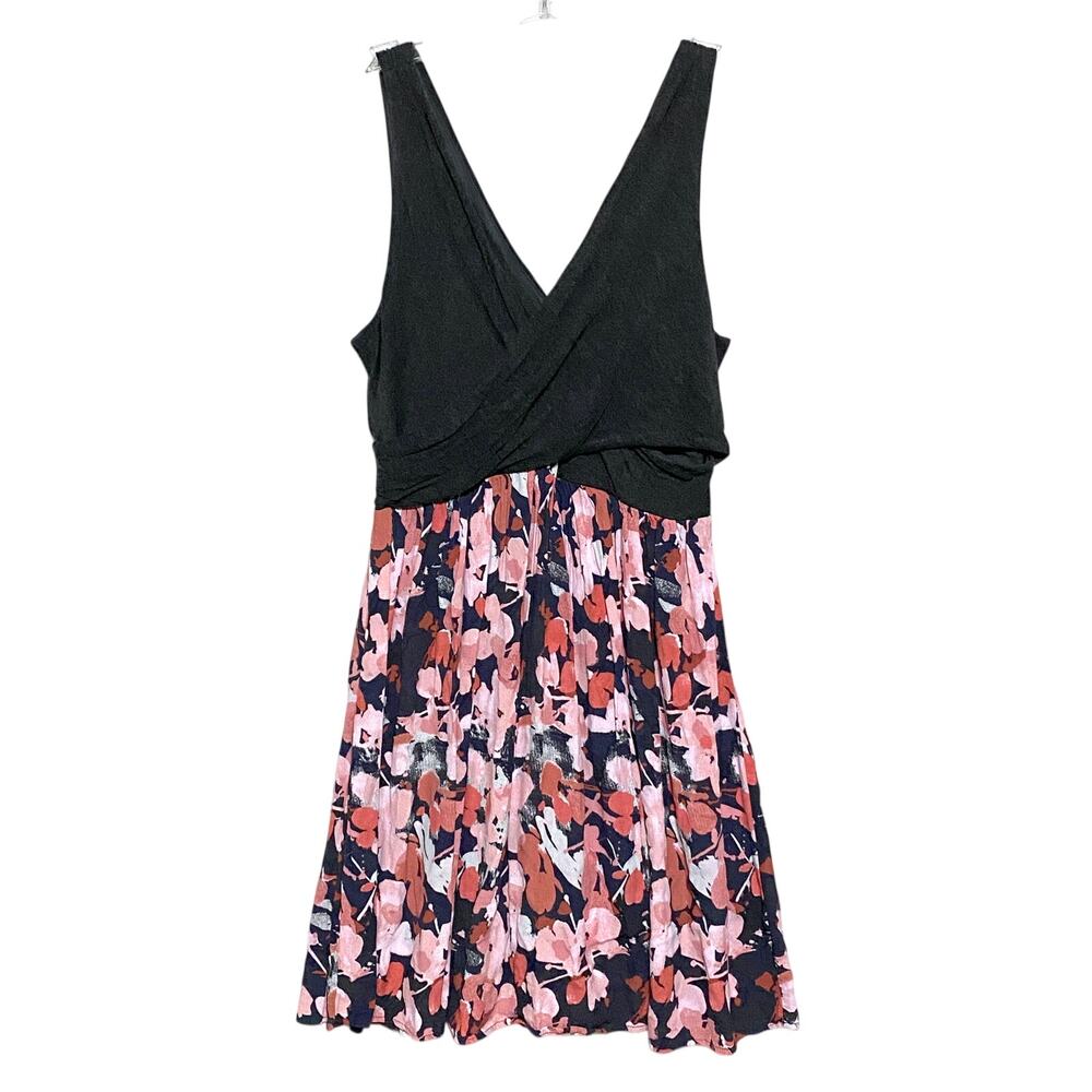 Loft Petites Faux Wrap Bodice Knit Dress Sundress MP Pink Floral Summer Casual